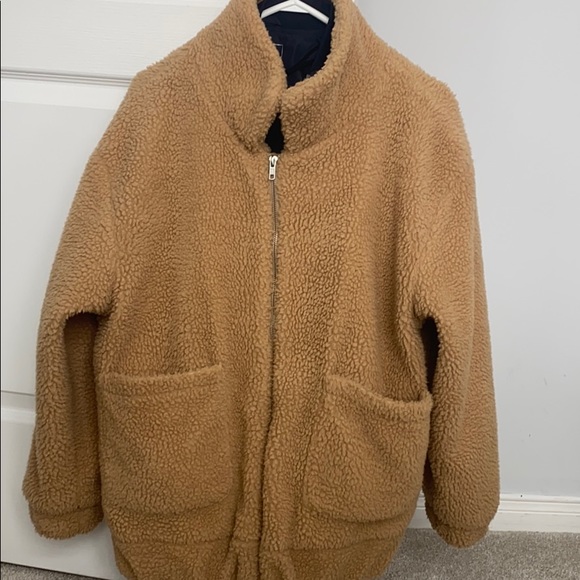 Brown/camel Zip-Up Teddy Coat - Picture 1 of 3